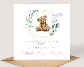 Christening Card for Son, Personalised Christening Card, Baptism Card, Naming Day Card, Godson Christening, Grandson Baptism