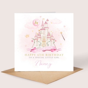 Personalised Princess Castle Birthday Card, Fairytale Princess Card, Princess Card, Girl's Birthday Card