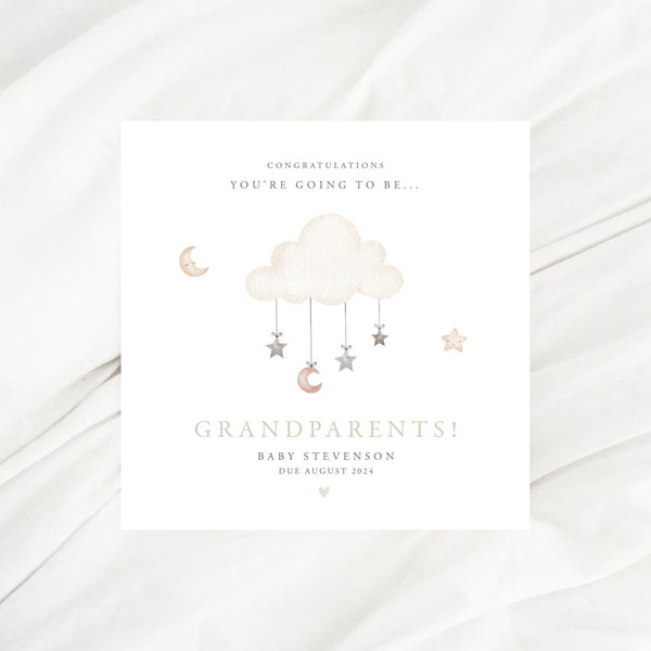 Pregnancy Announcement Card, Baby Announcement Card, Grandparents to Be, Nanny to Be, Grandad to Be