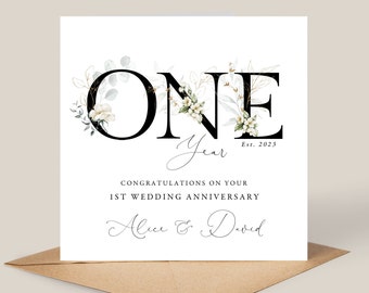 First Anniversary Card, Paper Anniversary, Son Daughter 1st Wedding Anniversary Card, One Year Anniversary, Personalised Anniversary Card