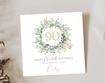 90th Birthday Card, Personalised 90th Card, Floral 90th Card, Mum 90th Card, Nan 90th Card, Grandma 90