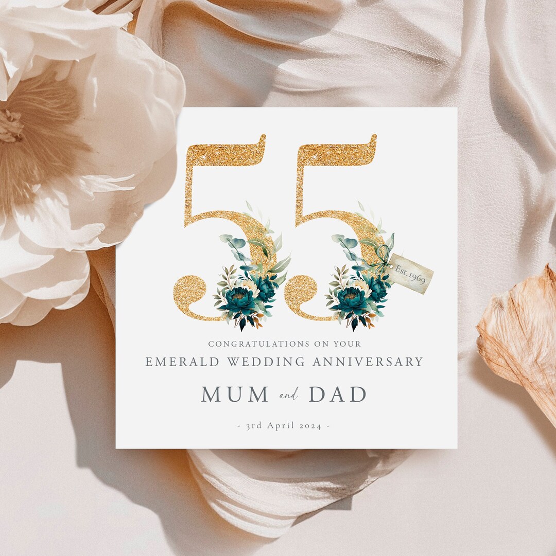 55th Wedding Anniversary Plaque Gift For Husband Wife - 55 Years Together - Happy Emerald Anniversary Wooden Heart For Women Men Partner, Light Wood - View #10