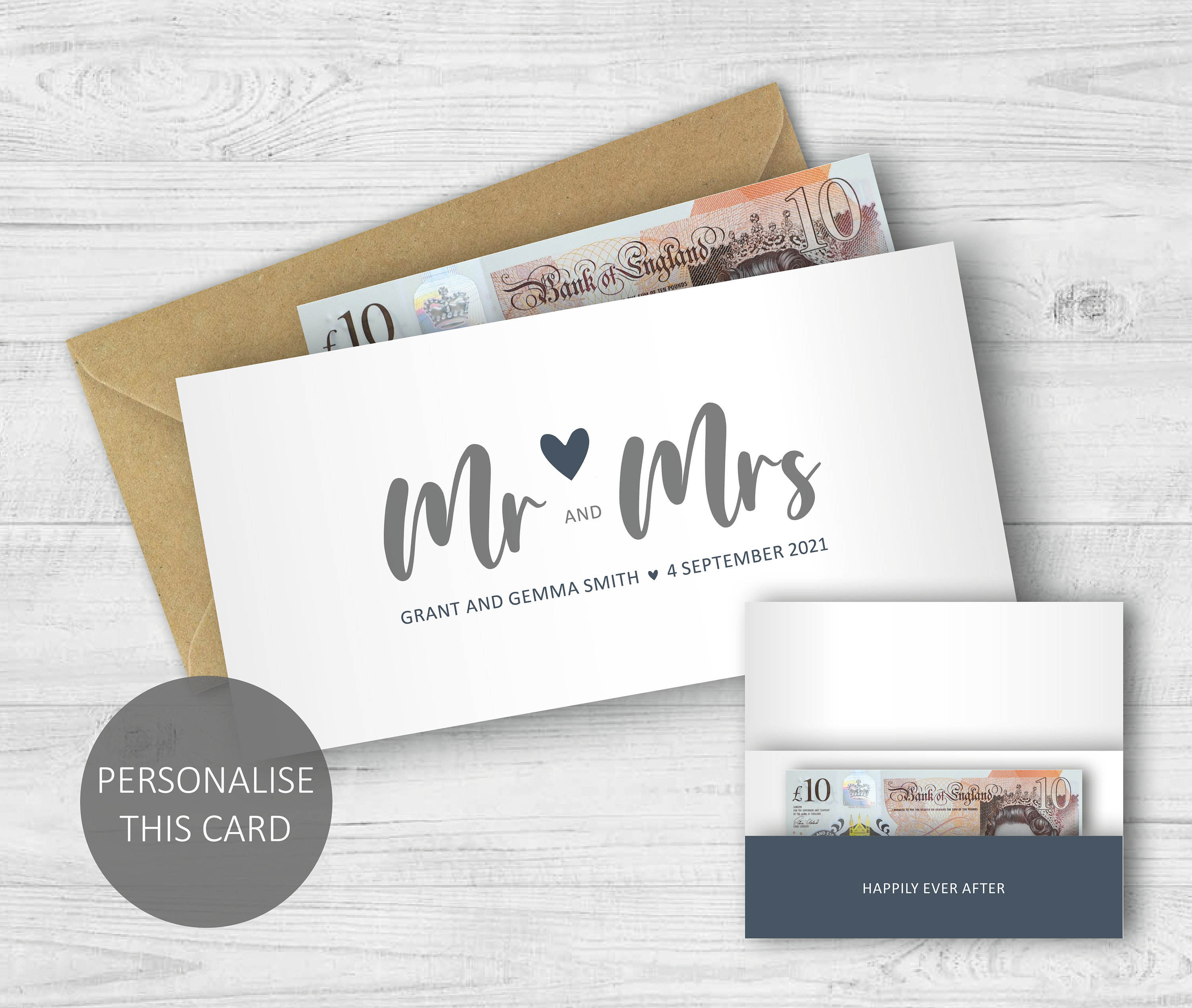 Personalised Wedding Money Card Wedding Gift for Couple Etsy