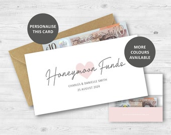 WEDDING Honeymoon Fund Money Wallet, Personalised Wedding Gift for Couple, Wedding Gift Voucher Envelope, Congratulations Bride & Groom Card