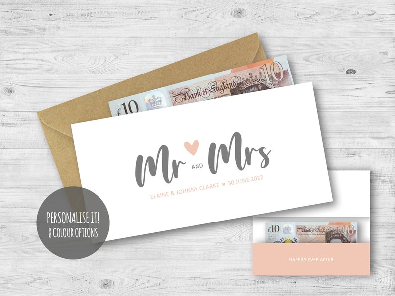 Personalised Wedding Money Card, Wedding Gift for Couple, Honeymoon Gift Card, Money Wallet, Voucher Envelope UK, Honeymoon Fund Card UK 