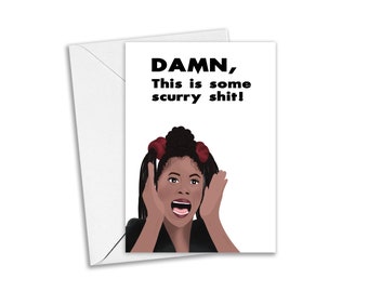 Scary Movie Greeting Card, Halloween Themed Card, Black Horror Movie - Happy Halloween