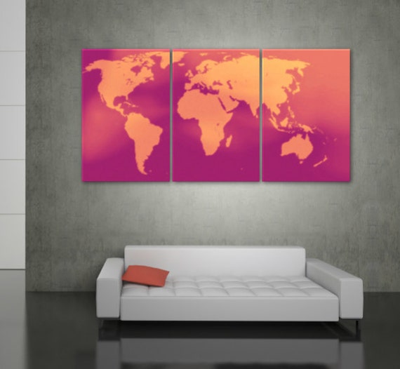 World Map On Canvas Large Wall Art World Map Canvas Map Etsy