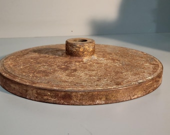 Sculpture Bases Artist Supply Industrial Salvage 9 inch Round Heavy Steel fountain Lamp Stand Cast Iron Patina