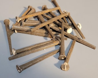 Antique Square Cut Nails - Salvaged Farmhouse Nails - Set of 20