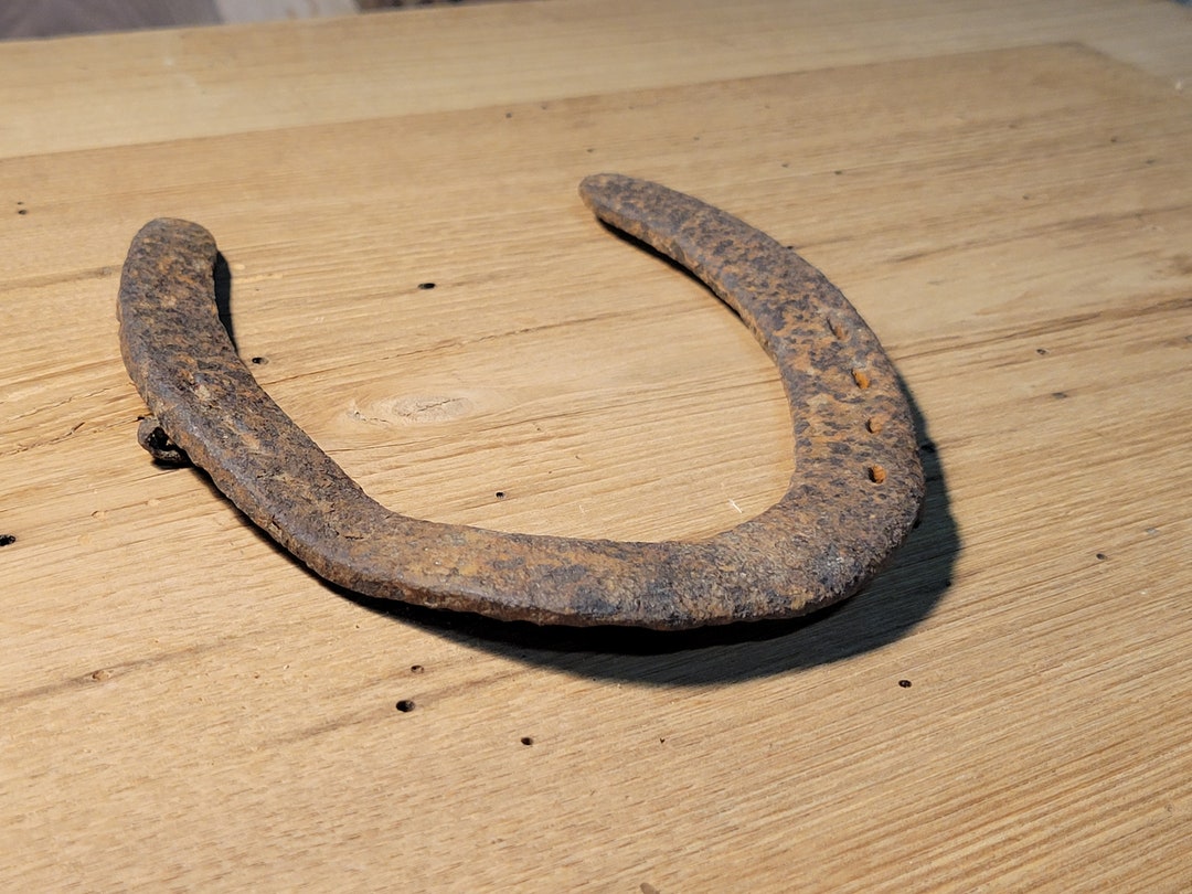 Old Horseshoe Found Object Large Rustic Lucky 7 Shoe Door Etsy