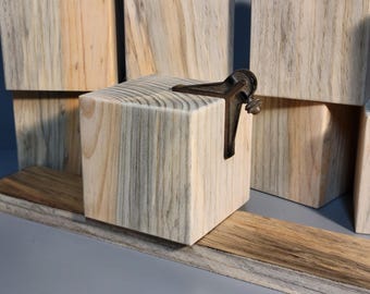 4 inch square blocks. Raw wood Blue stain pine. Eased edges and sanded