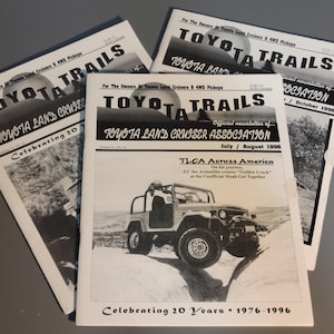 Toyota Land Cruiser vintage TLCA publication Toyota Trails collectable 1996 Three Issues
