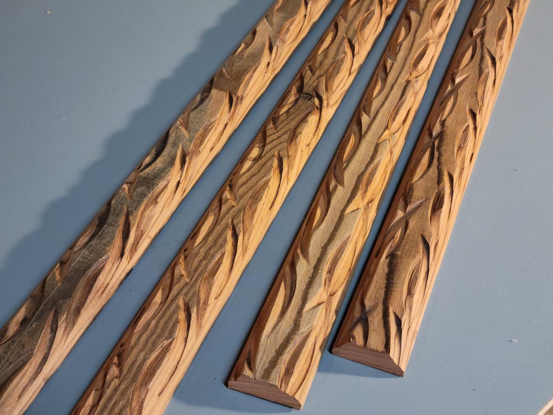 Hand-carved Wood Molding Redwood /cedar Strips. Rustic Organic Detailed ...