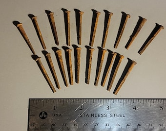 Salvaged Square Cut Nails: Rustic 1890s Farmhouse Nails - Lot of 20
