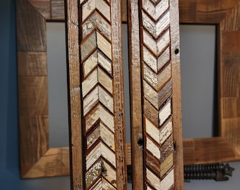 Rustic wood molding strips. picture mirror frame Sculpted, materials chevron inlay