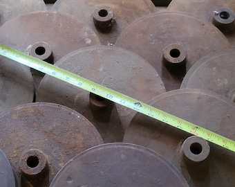 9" Industrial Steel Sculpture Base: Cast Iron Patina, Fountain Lamp Stand