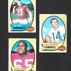 Topps Football colecionáveis Lote de 3 1970 Vintage