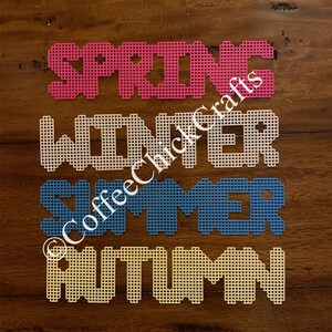 Season Plastic Canvas Words Plastic Canvas SUMMER Autumn SPRING Shape ...