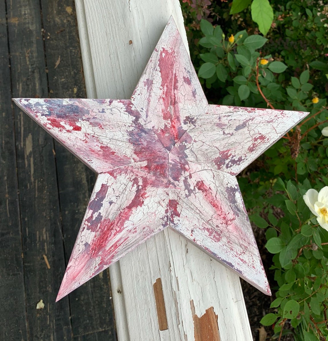 Red White and Blue Rustic Wood Star Wall Decor Primative Etsy