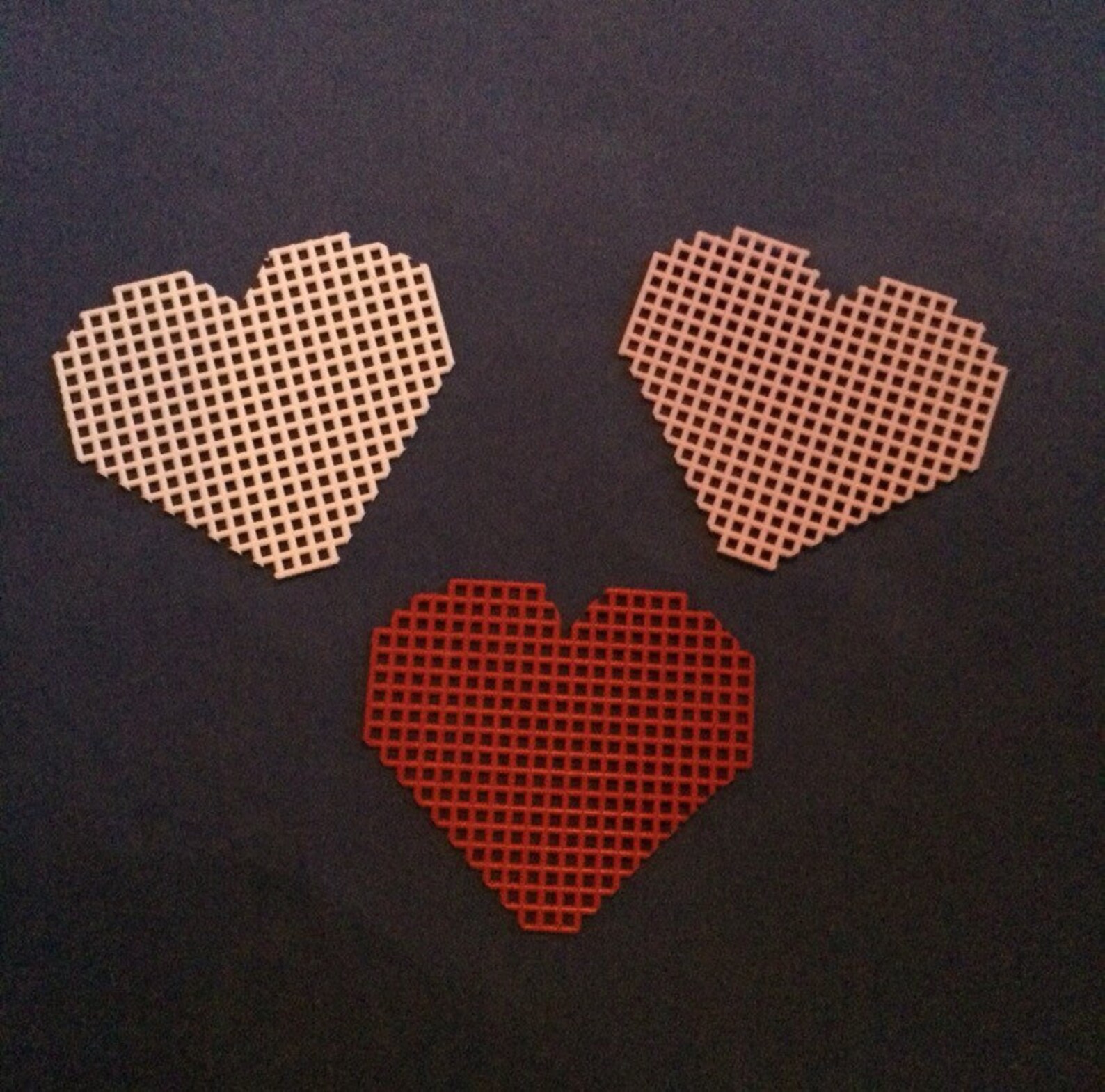 Set of 3 Heart Plastic Canvas Cut Outs Plastic Canvas Heart Etsy