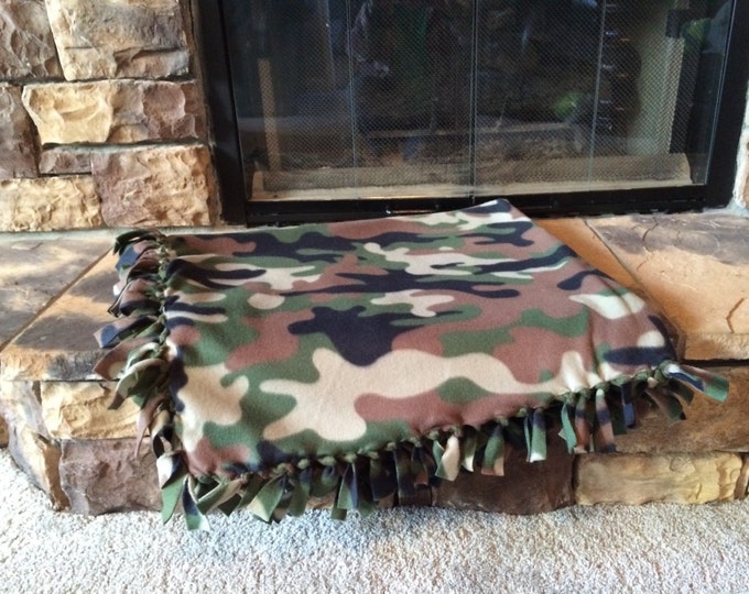 Camouflage Blanket Camo Fleece Blanket READY TO SHIP Fringed Etsy
