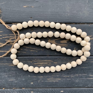 1” Wood Bead Garland 55” Farmhouse l Bead Garland Decor