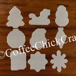 Christmas Ornaments Plastic Canvas Cut Out Plastic Canvas for Needlepoint Santa Snowflake Tree Sled Gifts