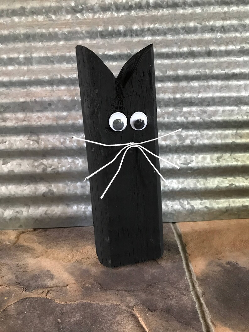 Rustic Wood Black Cat Home Decor Halloween Cats Farmhouse Etsy