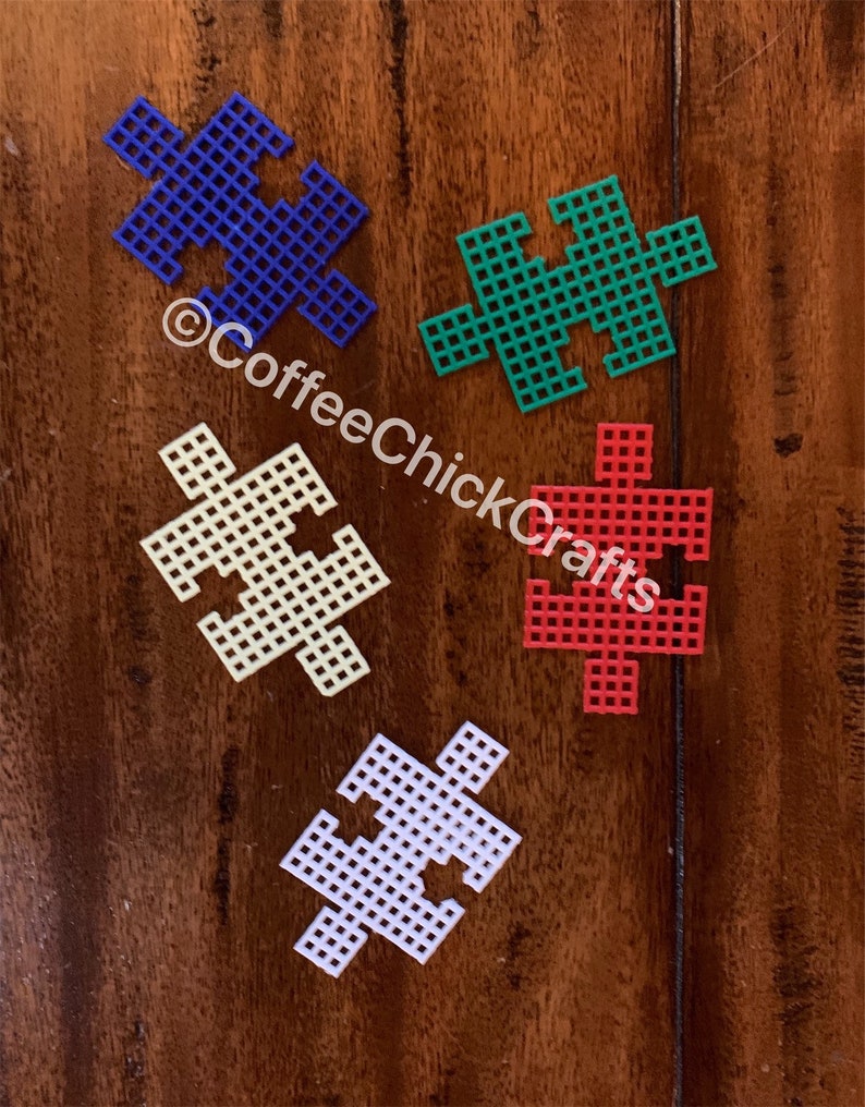 Puzzle Pieces Plastic Canvas Cut Outs Plastic Canvas Autism Etsy