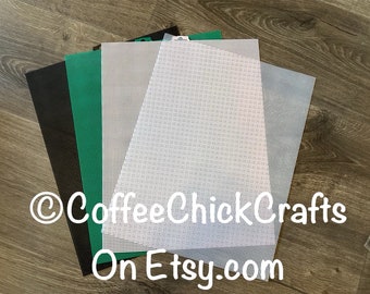 10 Mesh Sheet of Plastic Canvas #10 Mesh Sheet Black Pink Green Clear