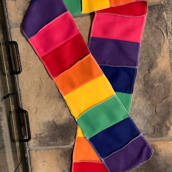 Rainbow Striped Fleece Scarf Pride Scarf Patchwork Scarf LGBTQ+