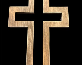 Brown Wood Cross Wall Decor Mid century modern Style Cross Home Decor New