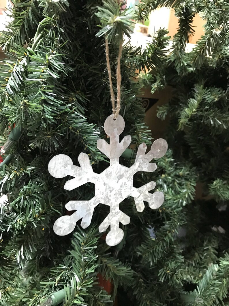 Metal Tin Snowflake 5 Ornament Christmas Tree Ornament Etsy