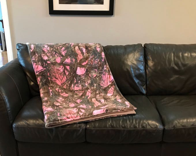 Pink Camouflage Blanket Camo Fleece Blanket READY TO SHIP Etsy