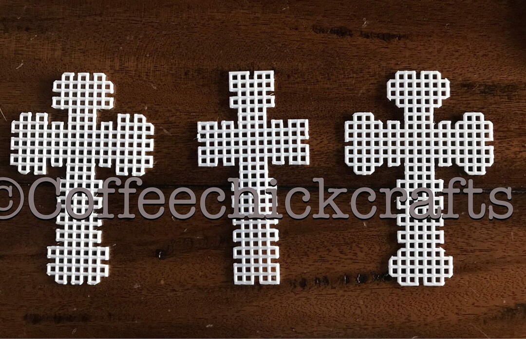 Set of 3 Fancy Crosses Plastic Canvas Cut Outs Plastic Canvas Etsy