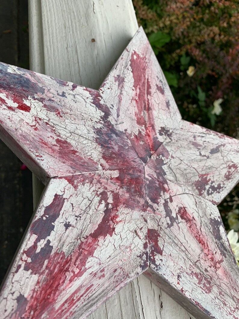 Red White and Blue Rustic Wood Star Wall Decor Primative Etsy