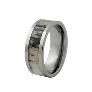 Antler Ring, Dear Antler Ring, Tungsten Ring, Tungsten Ring with Antler,  Men&#39;s Size 11 Ring