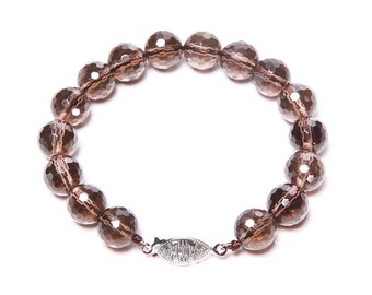 Smoky Quartz and 925 Sterling Silver Gemstone Bracelet