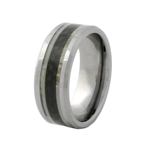 Mens Deer Antler Ring with Carbon Fiber Inlay in Tungsten Carbide