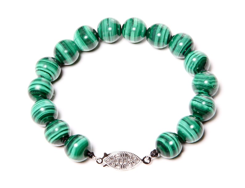 Malachite Bracelet With 925 Sterling Silver Clasp FREE Etsy Canada
