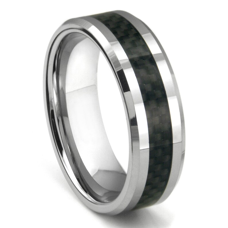 Men's Tungsten Ring with Carbon Fiber image 1