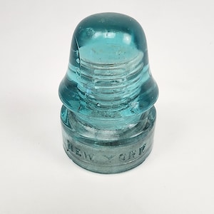 Brookfield Glass Company New York Aqua Insulator NY Co Signal CD 162 Telegraph Line 134 Made in USA Antique Vintage Bushwick Glass Works