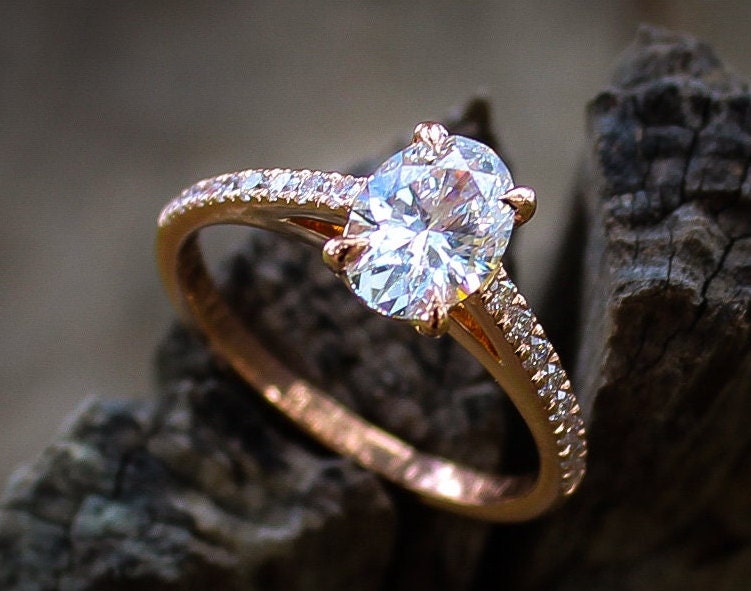5.5 CTW Solitaire Radiant-Cut Engagement Ring in 18K Gold 18K Rose Gold/VVS Lab-Grown / 9.5 / Matching Diamond Band (+$1000)