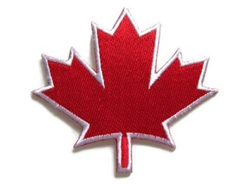 Red Maple Leaf Iron On Patch, Canada Maple Leaf Stick On Patch, Canadian Leaf Sticker, Embroidered Maple Leaf, Canada Backpack Patch - Large