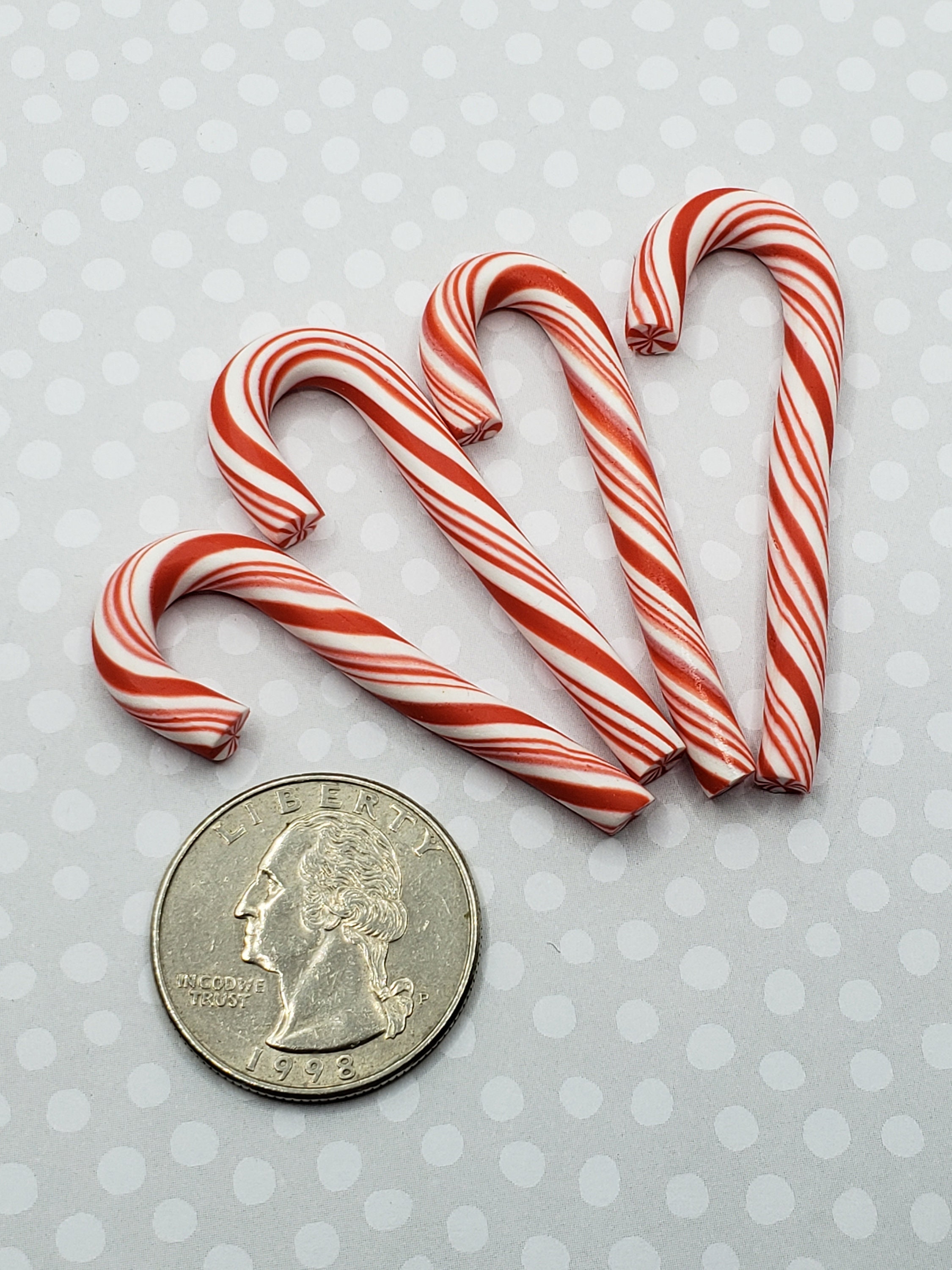 Red White Polymer Clay Candy Canes Fake Christmas Candy Cane Etsy