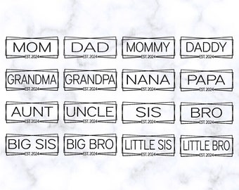 Familie Est 2024 SVG Bundle Mama Papa Est 2024 SVG Schwangerschaft Ankündigung SVG Bundle Cricut geschnitten Datei Silhouette geschnitten Datei dxf jpg eps pdf