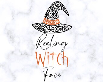 休息中の魔女の顔 SVG 魔女 SVG ハロウィン魔女 SVG ハロウィンシャツ 面白いハロウィン png シルエットカットファイル Cricut カットファイル dxf jpg eps pdf