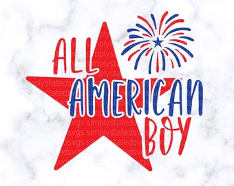 All American Boy SVG 4th of July SVG Memorial Day SVG Patriotic svg July 4th shirt July 4th cut file Silhouette cut file Cricut cut file dxf