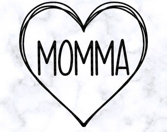 Momma SVG Heart SVG Momma PNG Mother's Day svg Momma Shirt Hand Drawn Heart svg Cricut cut file Silhouette cut file dxf eps Cricut Designs