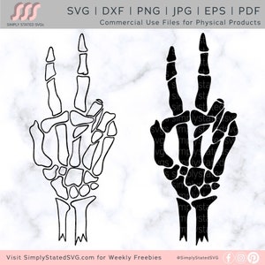 Squelette signe de paix SVG squelette signe de paix SVG squelette contour pêche signe PNG coupe Cricut fichier Silhouette fichier dxf, jpg, eps, pdf, svg, png